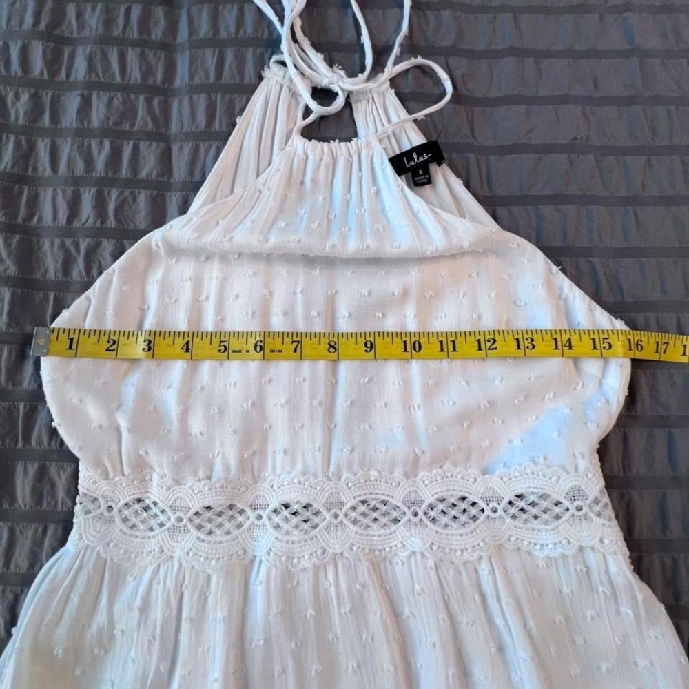 White Lulus mini halter dress with ruffled hem Women's size small‎ - Picture 6 of 8